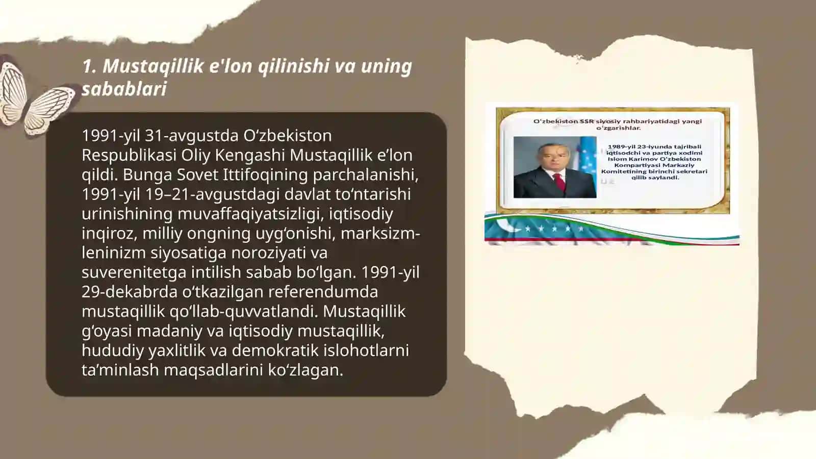 Mustaqil O'zbekiston Respublikasining tashkil topishi 3