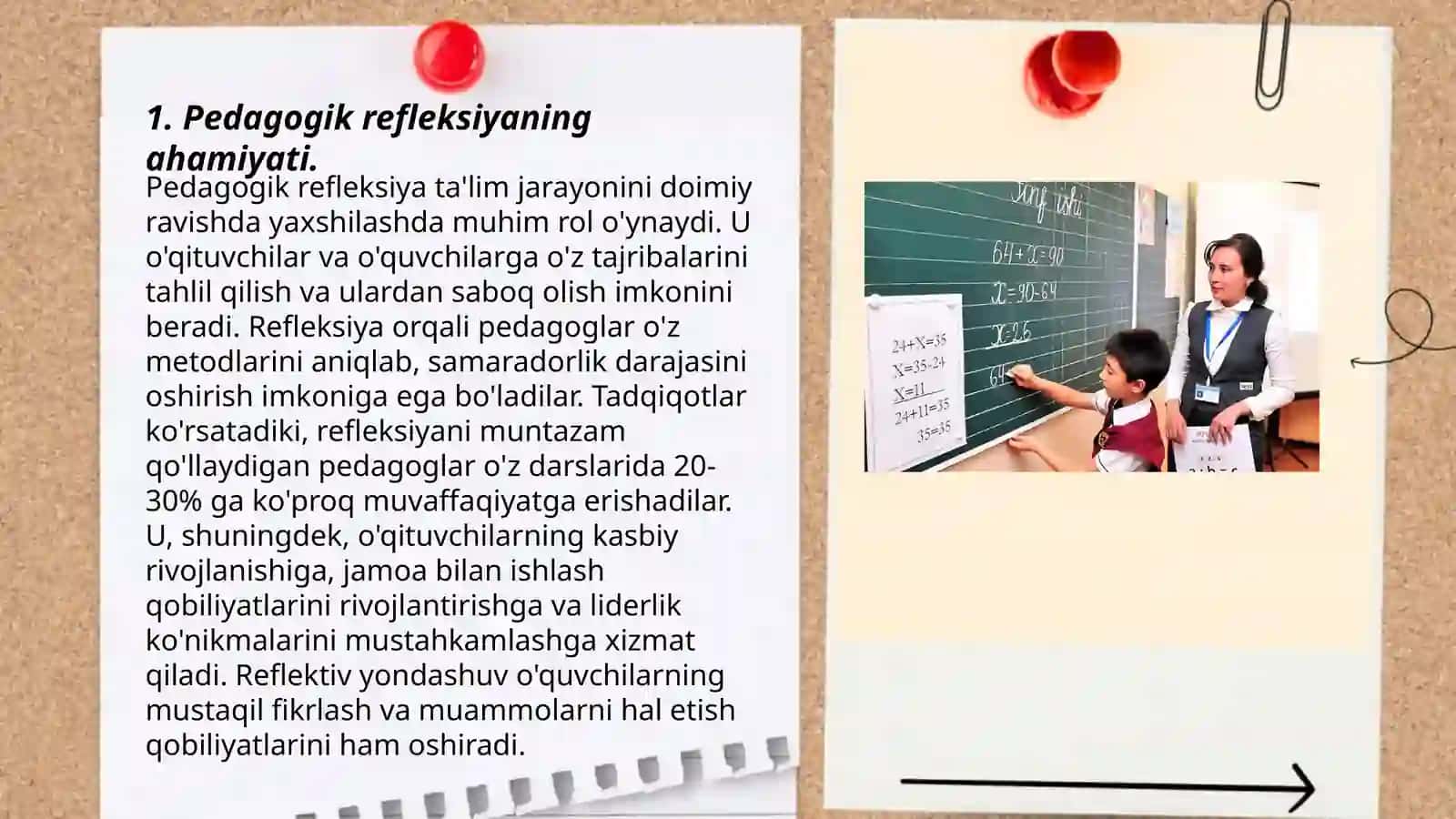 Oʻqituvchining kasbiy pedagogik refleksiya asosida oʻz pedagogik mahorati imkoniyatlarini takomillashtirishi 3