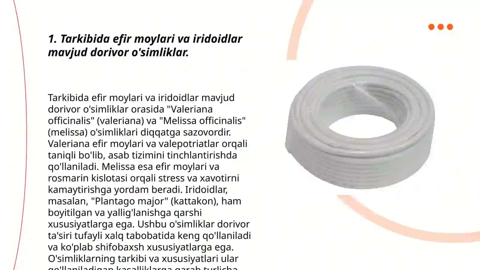 Tarkibida efir moylari va iridoidlar bo'lgan dorivor o'simliklar gerbariylari va mahsulotlarini o'rganish.Sulfatlash va sulfirlash reaksiyalari asosida olinadigan dori preparatlari 3