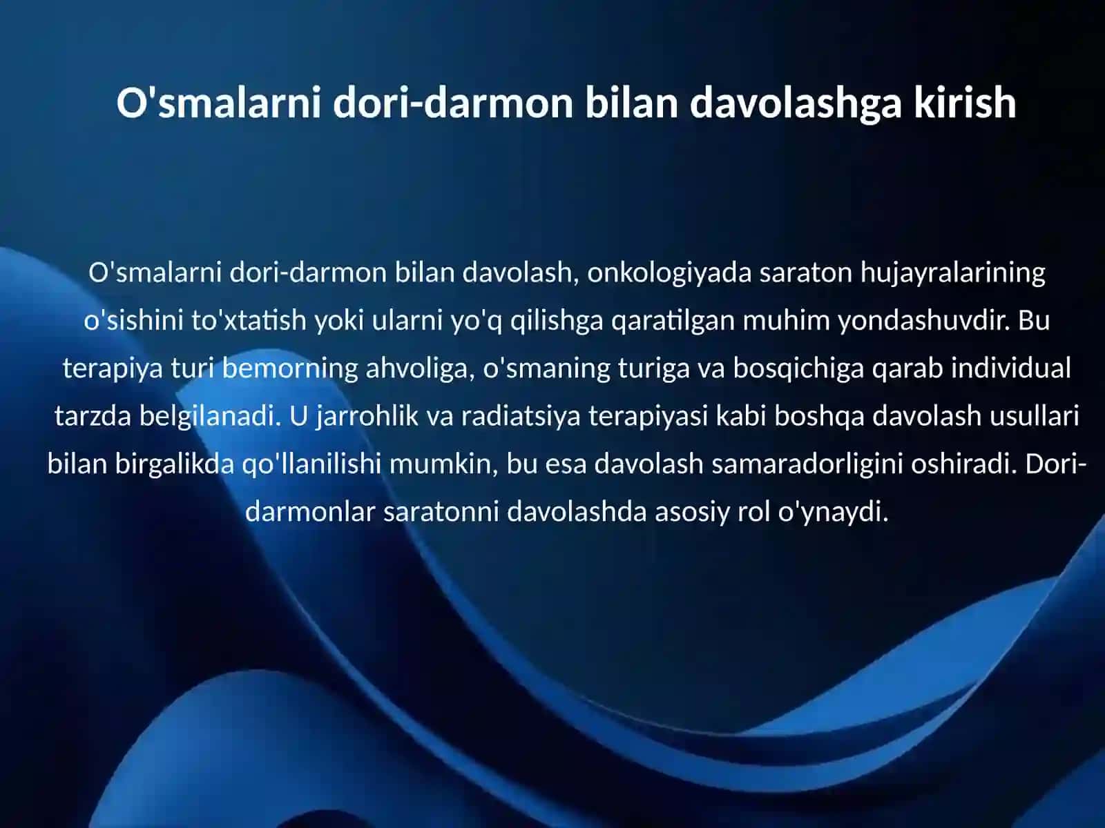 O'smalarni dori-darmon bilan davolash terapiyasi 3