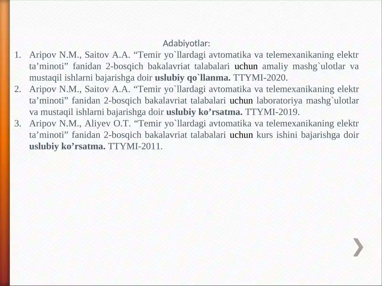 Kirish. Fanning qisqacha mazmuni. Elektr energiya asoslari 3