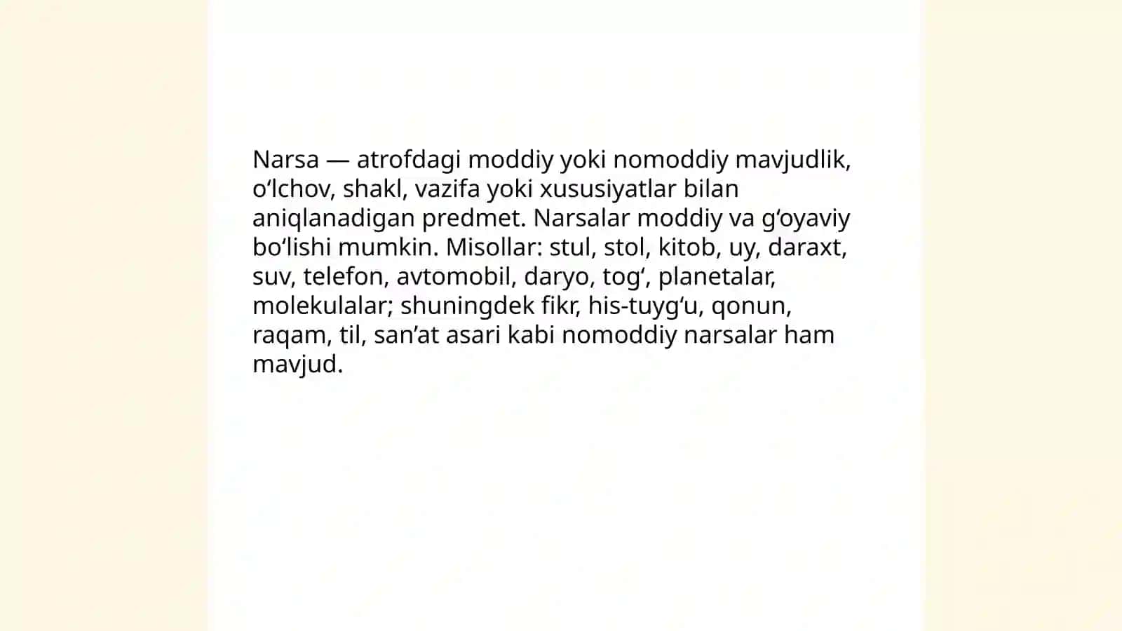 Narsa. Nima? Nimalar? 3