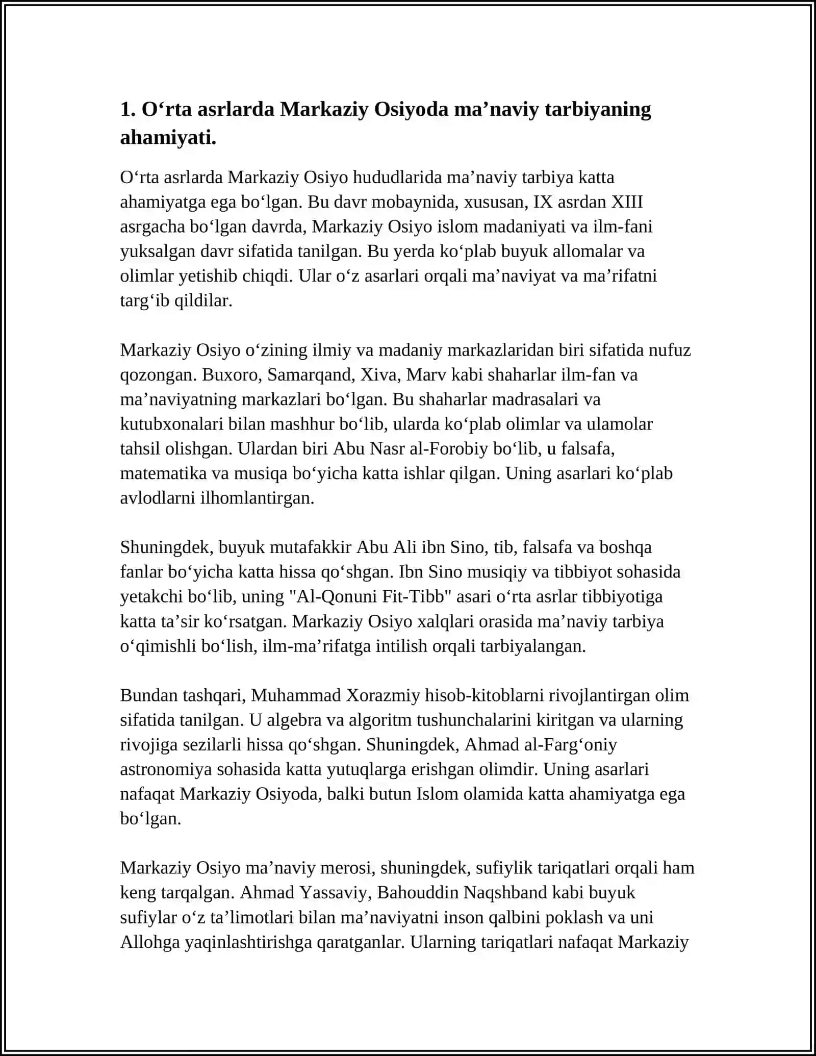 ILK O‘RTA ASRLARDA MARKAZIY OSIYODA MA’NAVIY TARBIYA MASALALARI 3