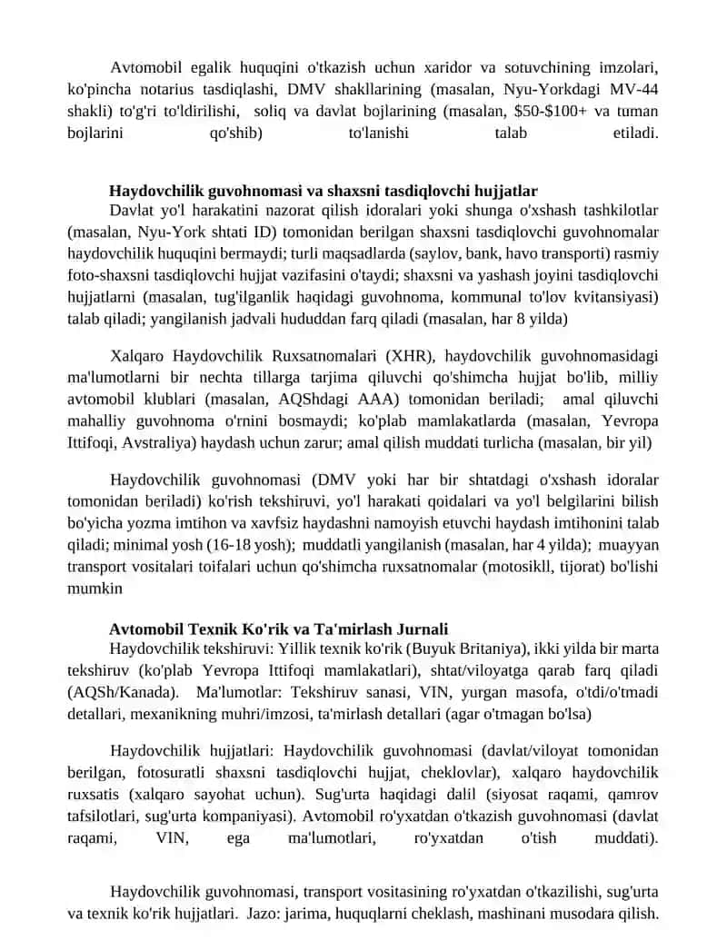 Haydovchilik Guvohnomalari va Ruxsatnomalar 3