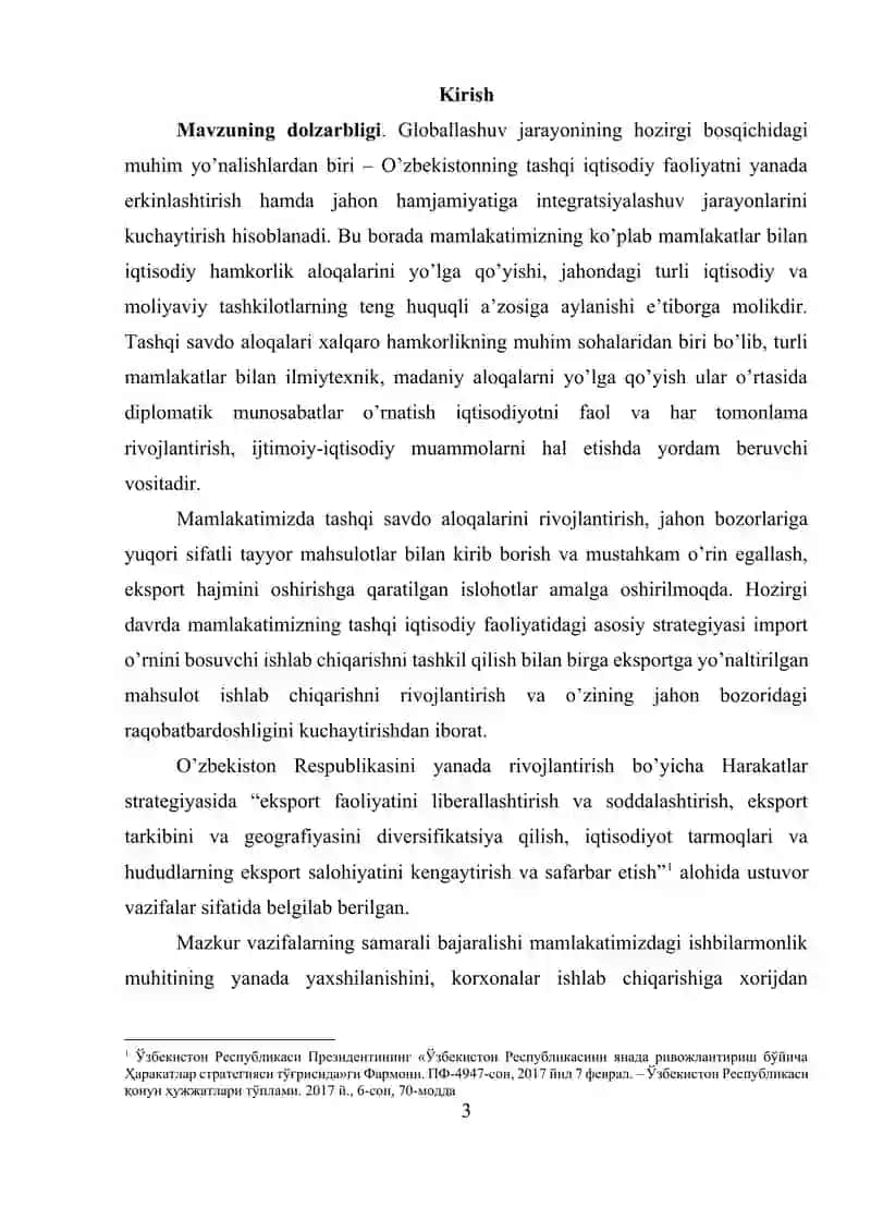 "O‘zbekistonning dunyoning rivojlangan davlatlari bilan iqtisodiy hamkorligi" 3