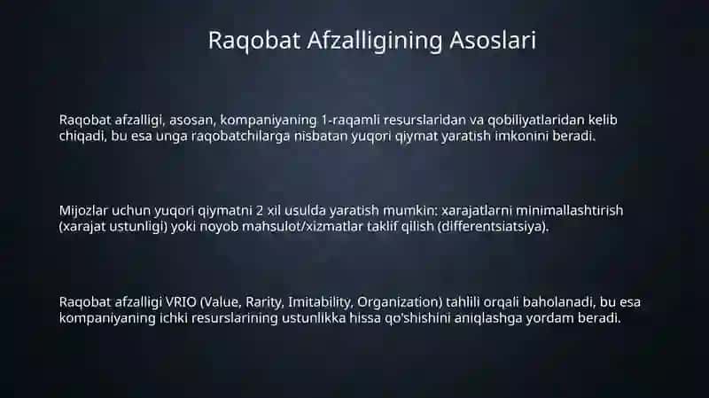 Raqobat Afzalligining Asoslari 3