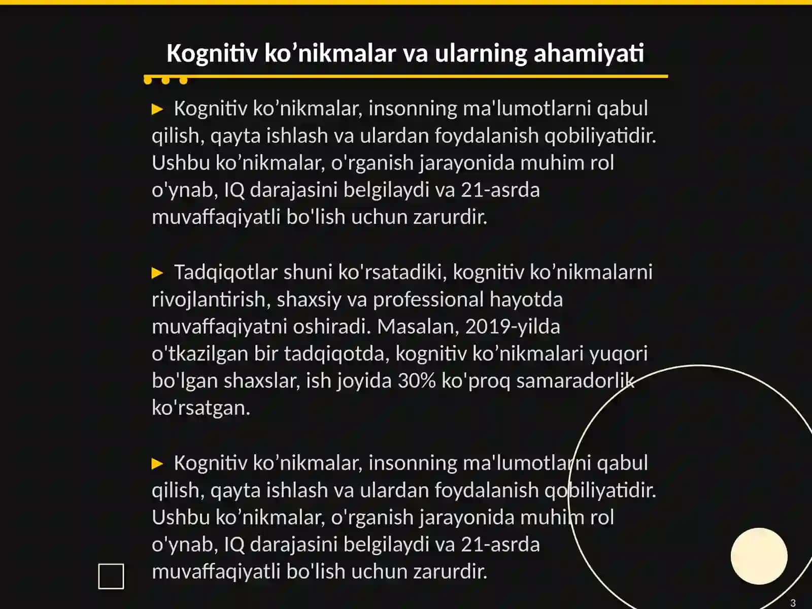 Kognitiv ko’nikmalarni oshirish 3
