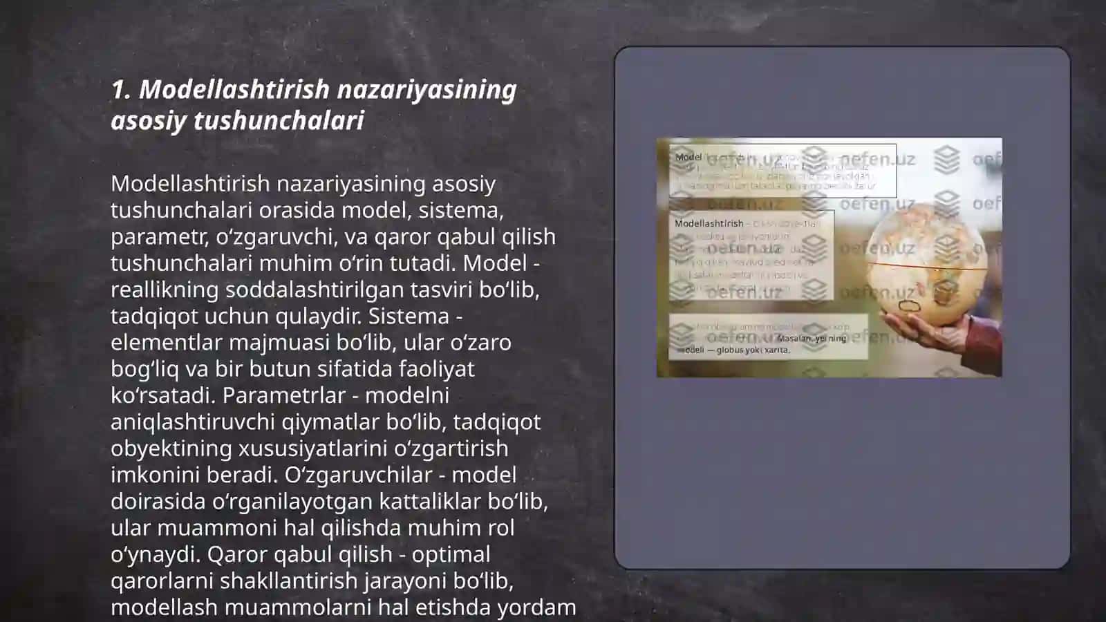 Modellashtirish nazaryasi aksiomalari. Modellarning va modellashtirishning turlari 3