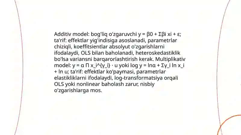 Additiv va multiplikativ ekonometrik modellarni tuzish 3