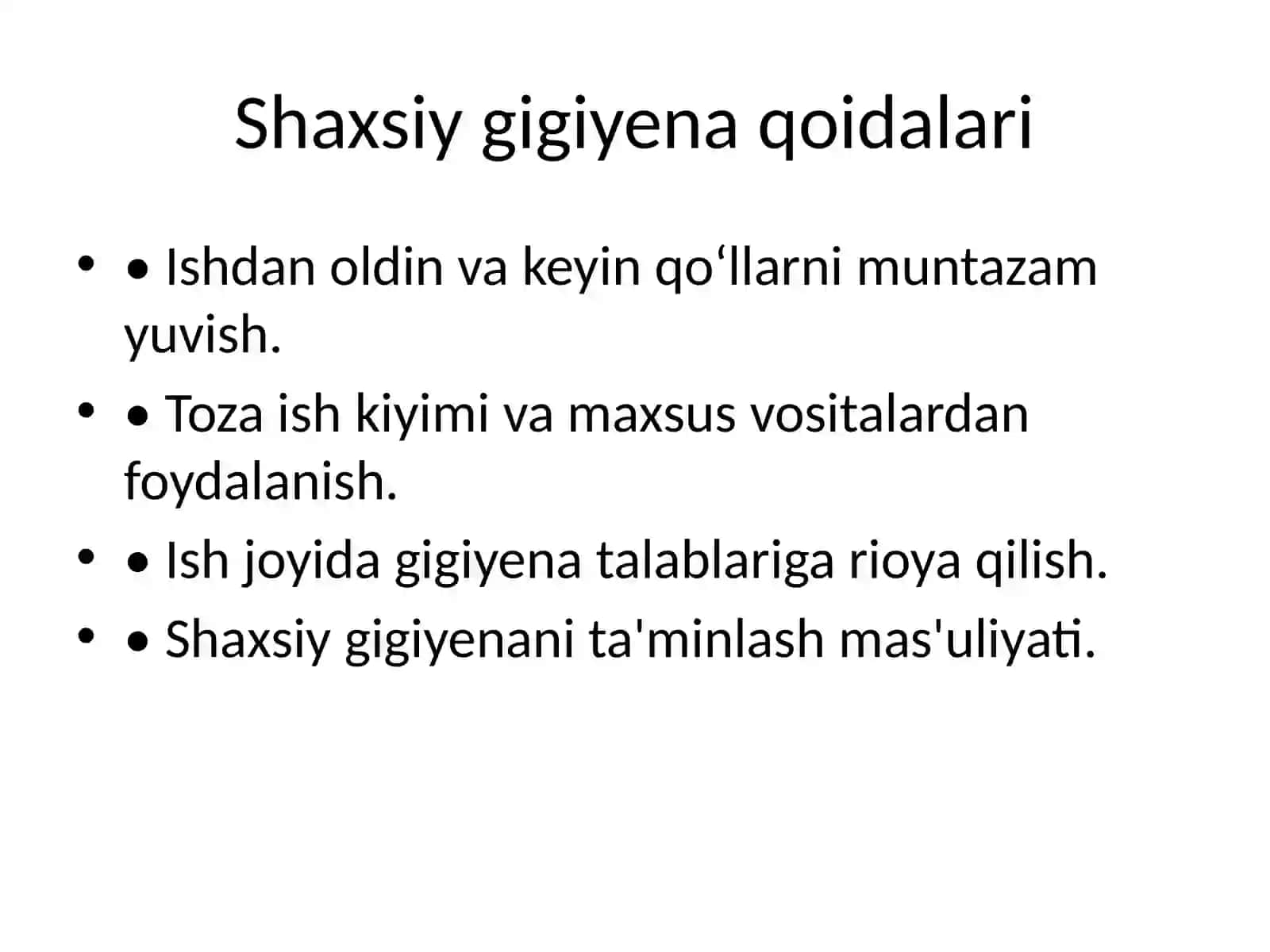 Mehnat gigiyenasi va shaxsiy gigiyena 3
