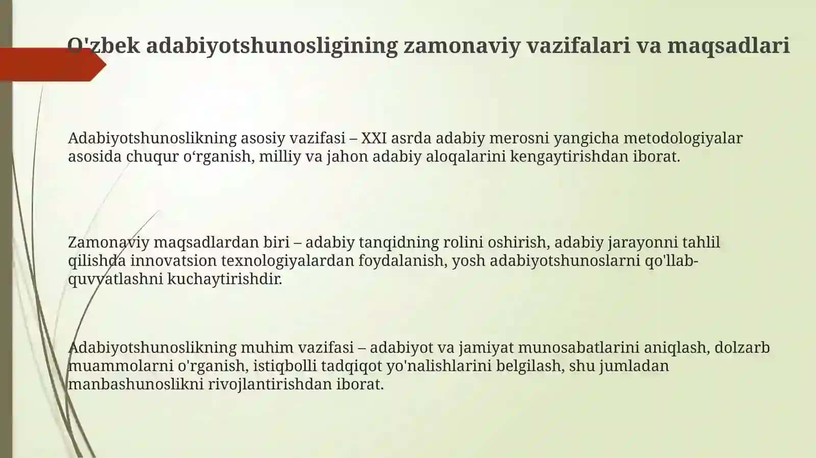 Hozirgi o'zbek adabiyoti fanining maqsad va vazifalari 3