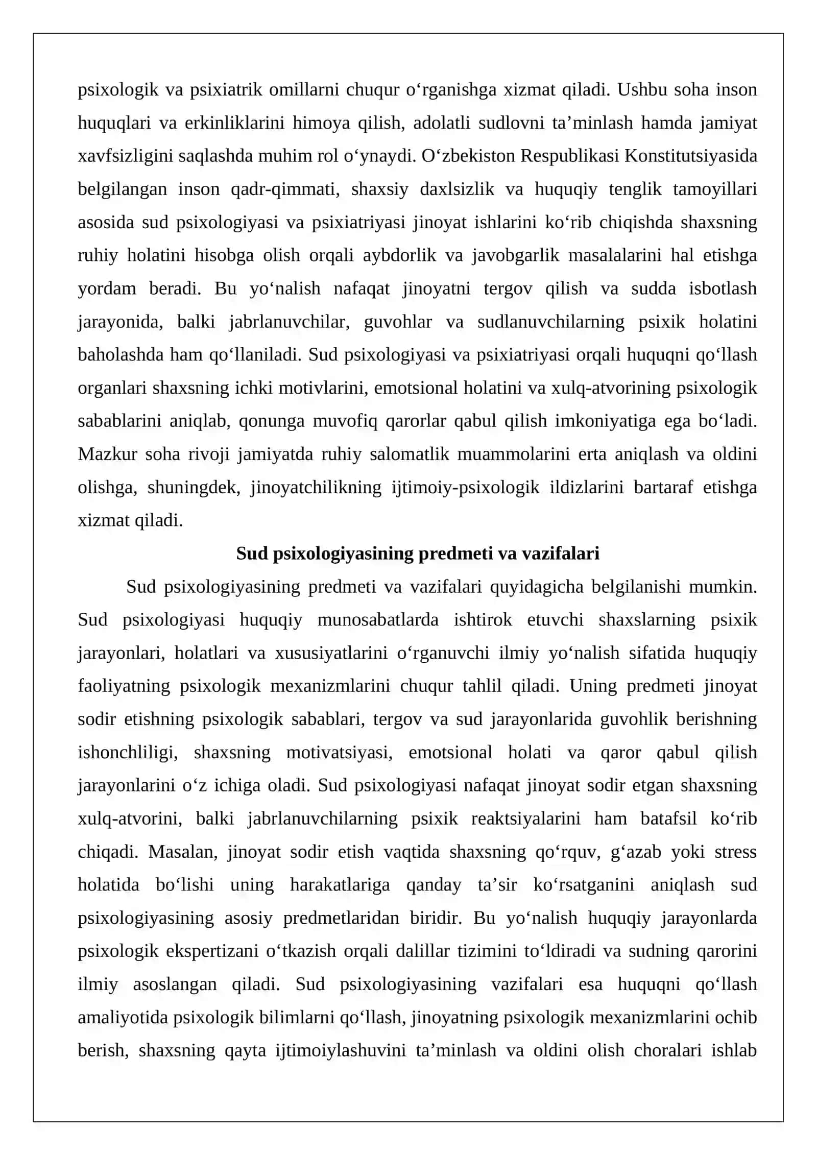Sud psixologiyasi va psixiatriyasiga kirish. Jinoyat huquqi normalarining psixologik jih 3