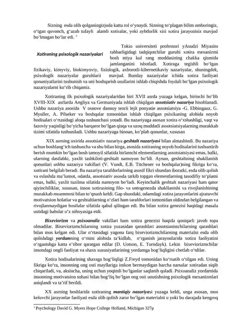 Xotira va uning nerv fiziologik asoslari 3