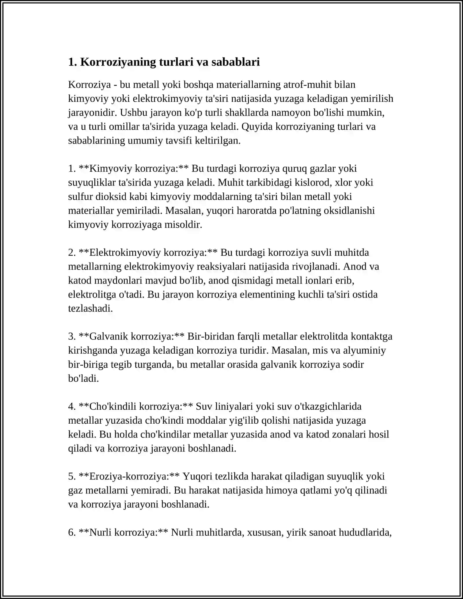 REFERAT Mavzu: YER OSTI QUVURLARIDA KORROZIYAGA QARSHI HIMOYA USULLARI 3