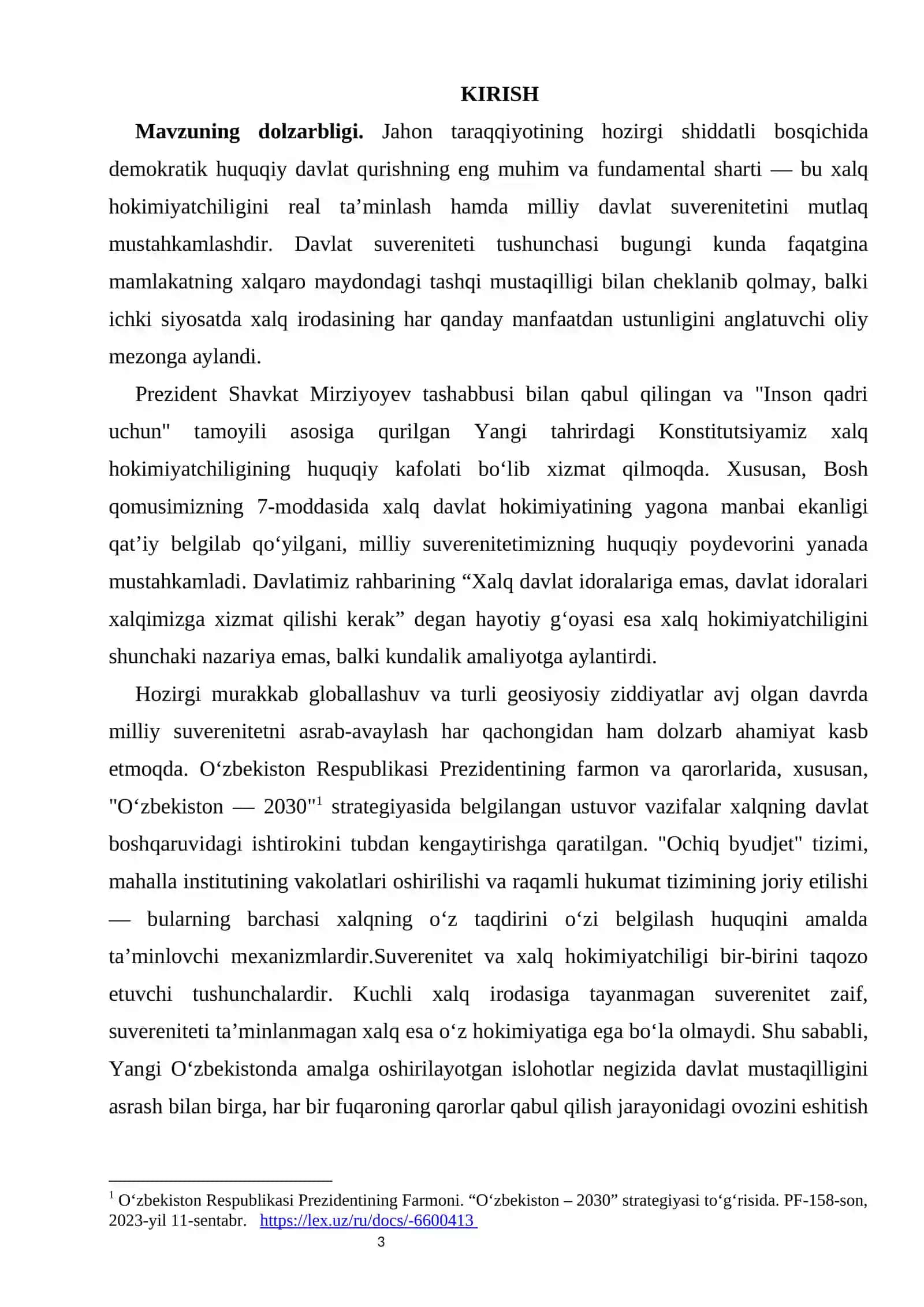 Xalq hokimyatchiligi va milliy davlat suvereniteti  kurs ishi 3