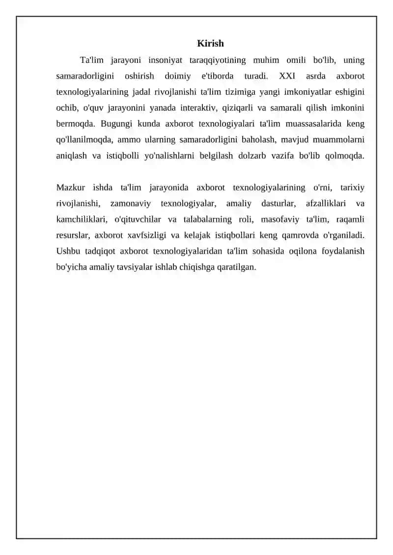 Ta'lim jarayonida axborot texnalogiyalarining tutgan o'rni 3