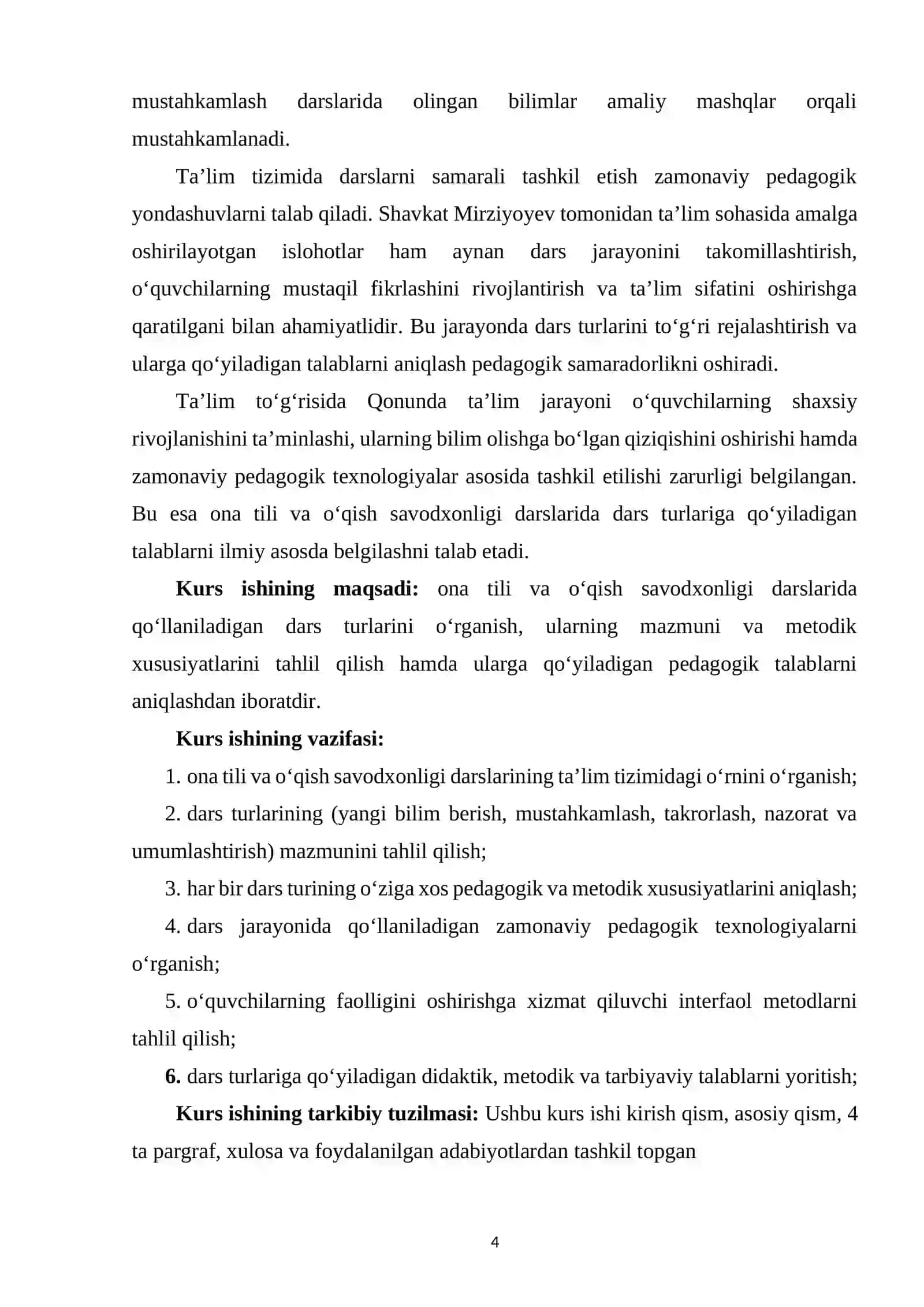 Ona tili va o‘qish savodxonligi darslarida dars turlari va ularga qo‘yiladigan talablar 3