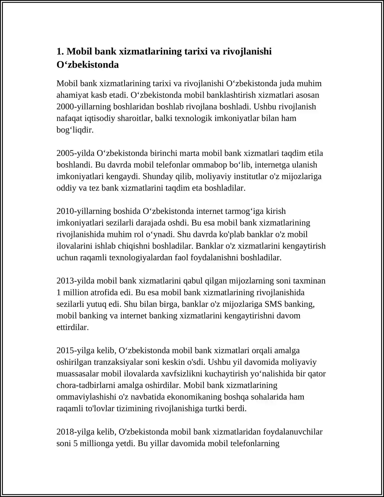 OʻZBEKISTONDA MOBIL BANKNING DASTURINING ROVJLANISHI VA UNING ISTIQBOLLARI 3
