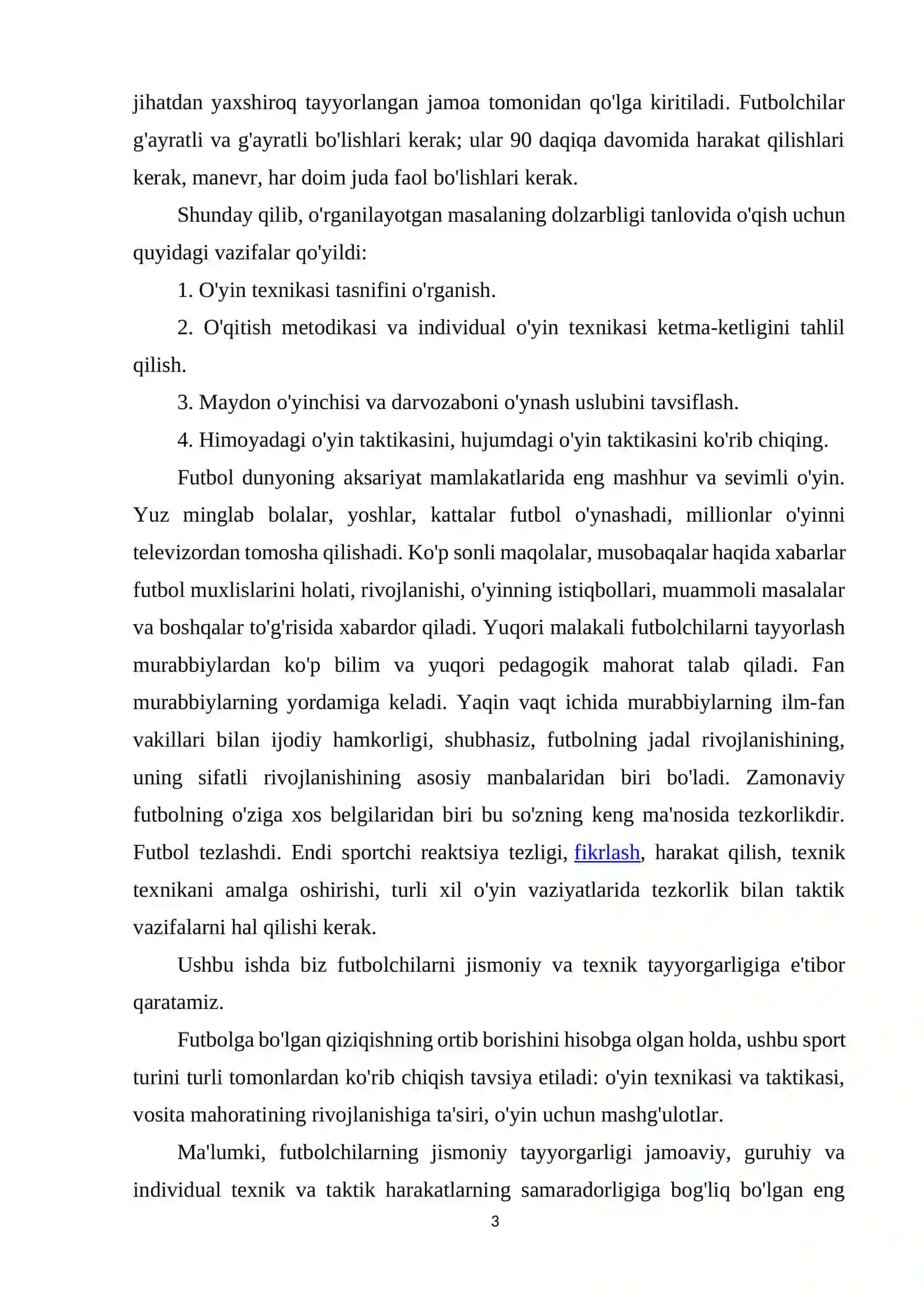 Futbol o'ynida shug'ullanuvchilarning o'yin texnikasini takomillashtirish va mahoratini oshirish 3