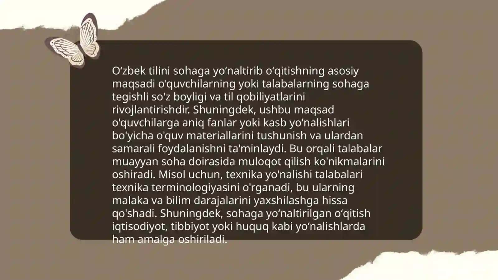 Oʻzbek tilini sohaga yoʻnaltirib oʻqitishning maqsadi,vazifalari 3