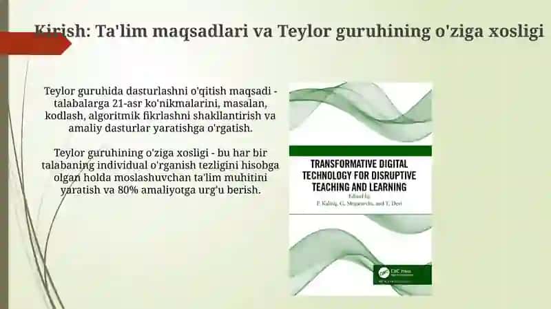 Teylor guruhida aplikatsiya qilishga o’rgatish 3