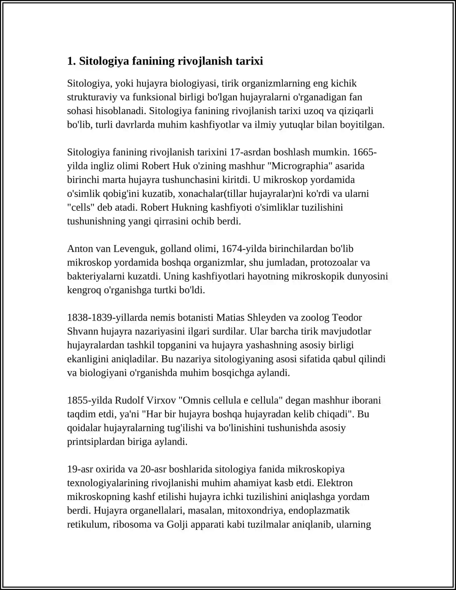 SITOLOGIYA. EUKARIOT HUJAYRALAR. ORGANIZMLARNI KÕPAYISHI. MITOZ. MIYOZ 3