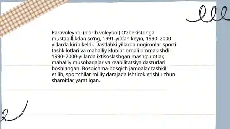 Oʻzbekistonda paravaleboling rivojlanish tarixi 3