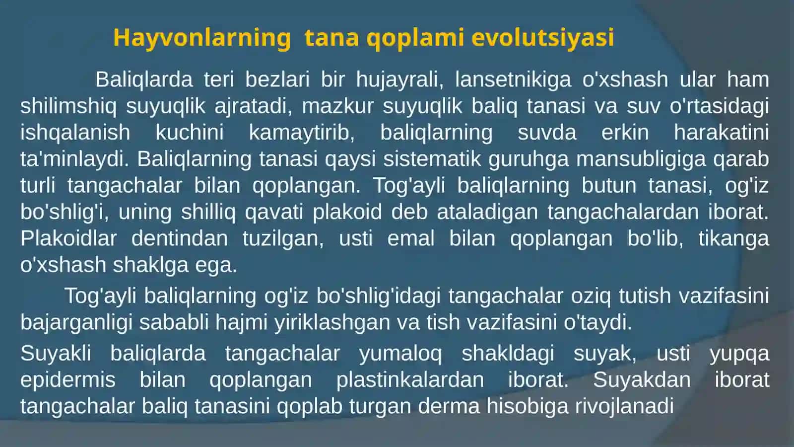HAYVONLARNING TANA QOPLAMI VA HARAKATORGANLARI EVOLUTSIYASI 3