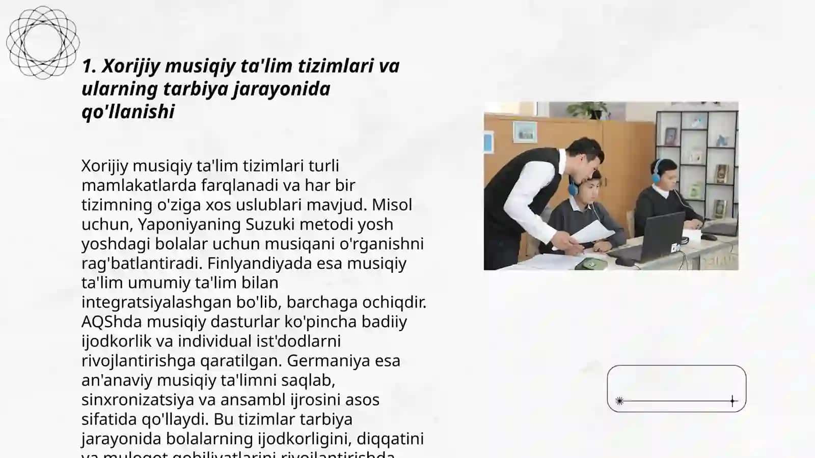 Xorijiy musiqiy ta'lim tizimlari va ularning tarbiya jarayonida qo'llanishi 3