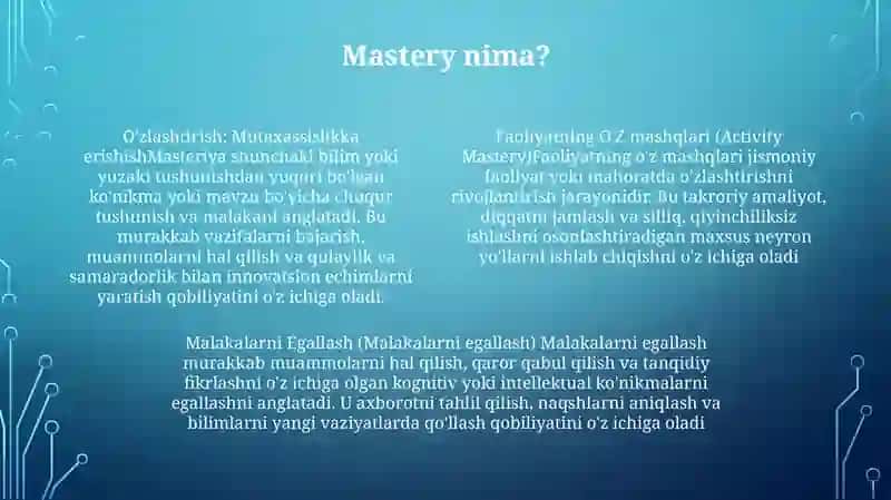 Faoliyatning O'Zlashtirilishi Va Malakalarni Egallash 3