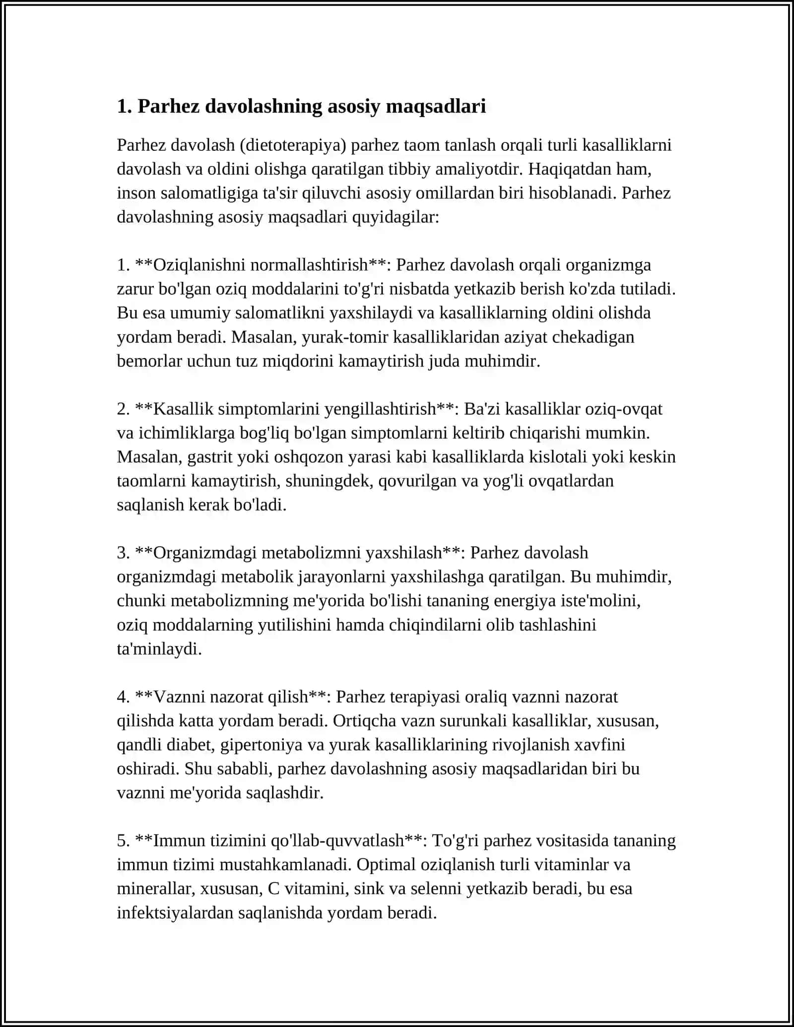 MUSTAQIL ISH Mavzu: DIETTHERAPY 3
