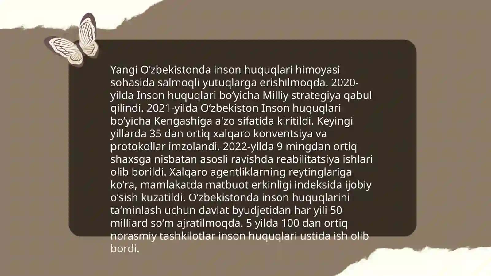 Yangi Oʻzbekistonda inson haq huquqlari va kafolatining yaratilishi 3