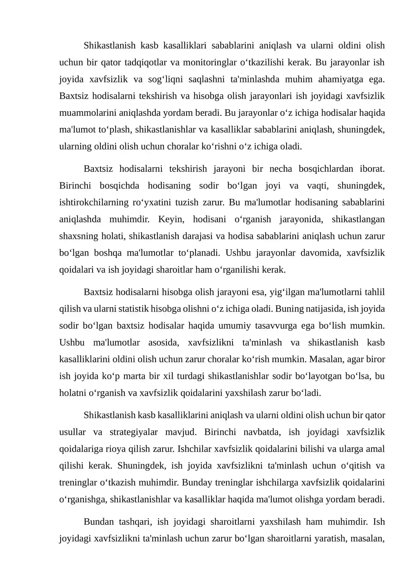 Shikastlanish kasb kasalliklari baxtsiz xodisalarni tekshirish hisobga olish xodisa sabablarini tekshirish turlari 3