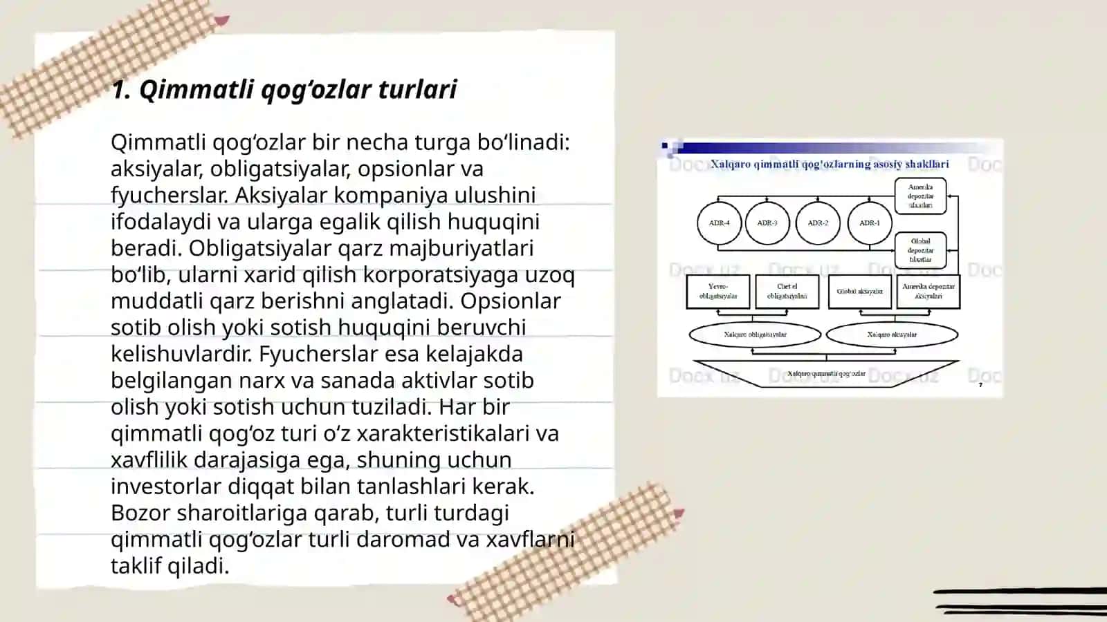 Qimmatli qog‘ozlarning turkumlanishi va baholanishi 3