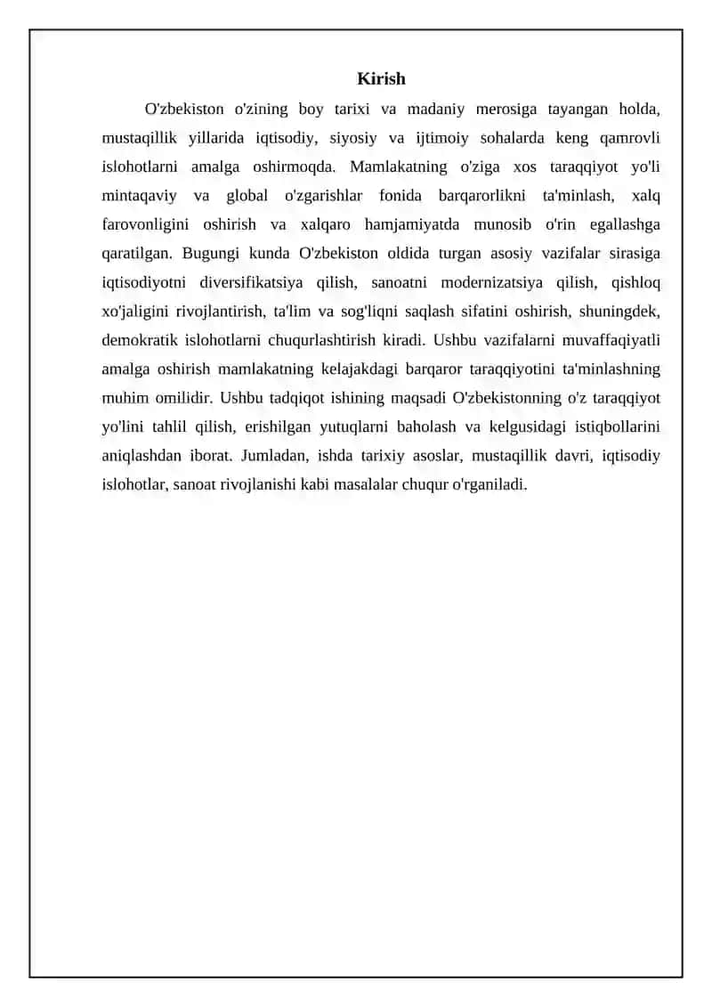 Oʻzbekistonning Oʻziga Xos Istiqboli va Taraqqiyot Yoʻli 3