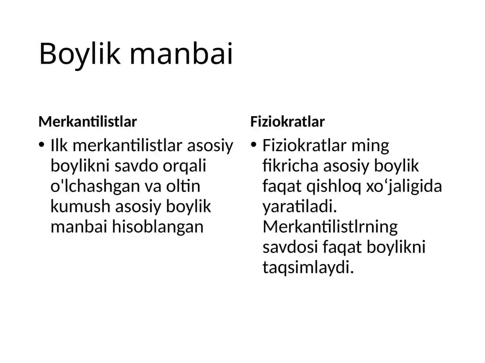 Fiziokratlar va Merkantilizm 3