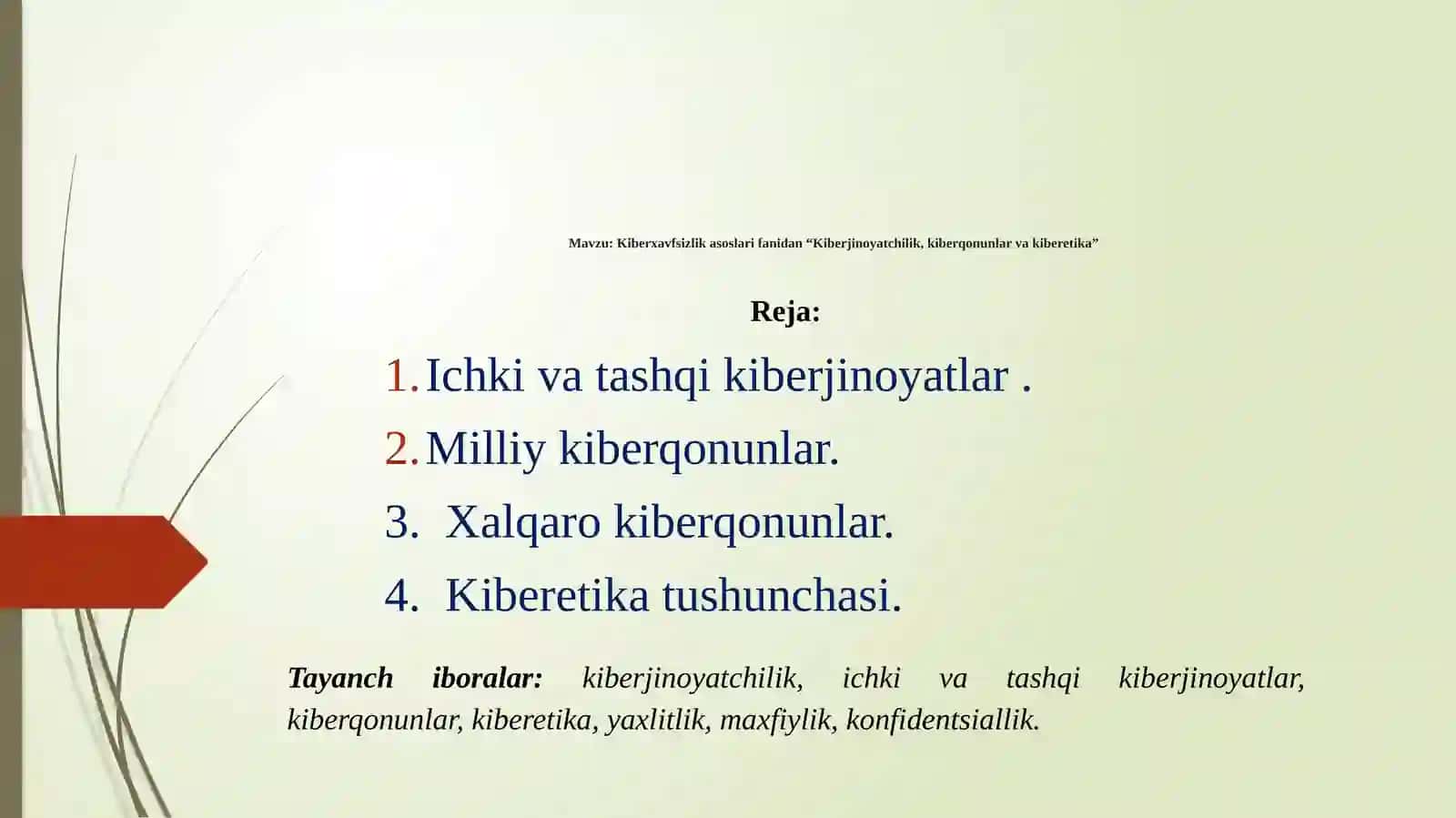 Kiberxavfsizlik asoslari fanining o’quv yuklamasi 3