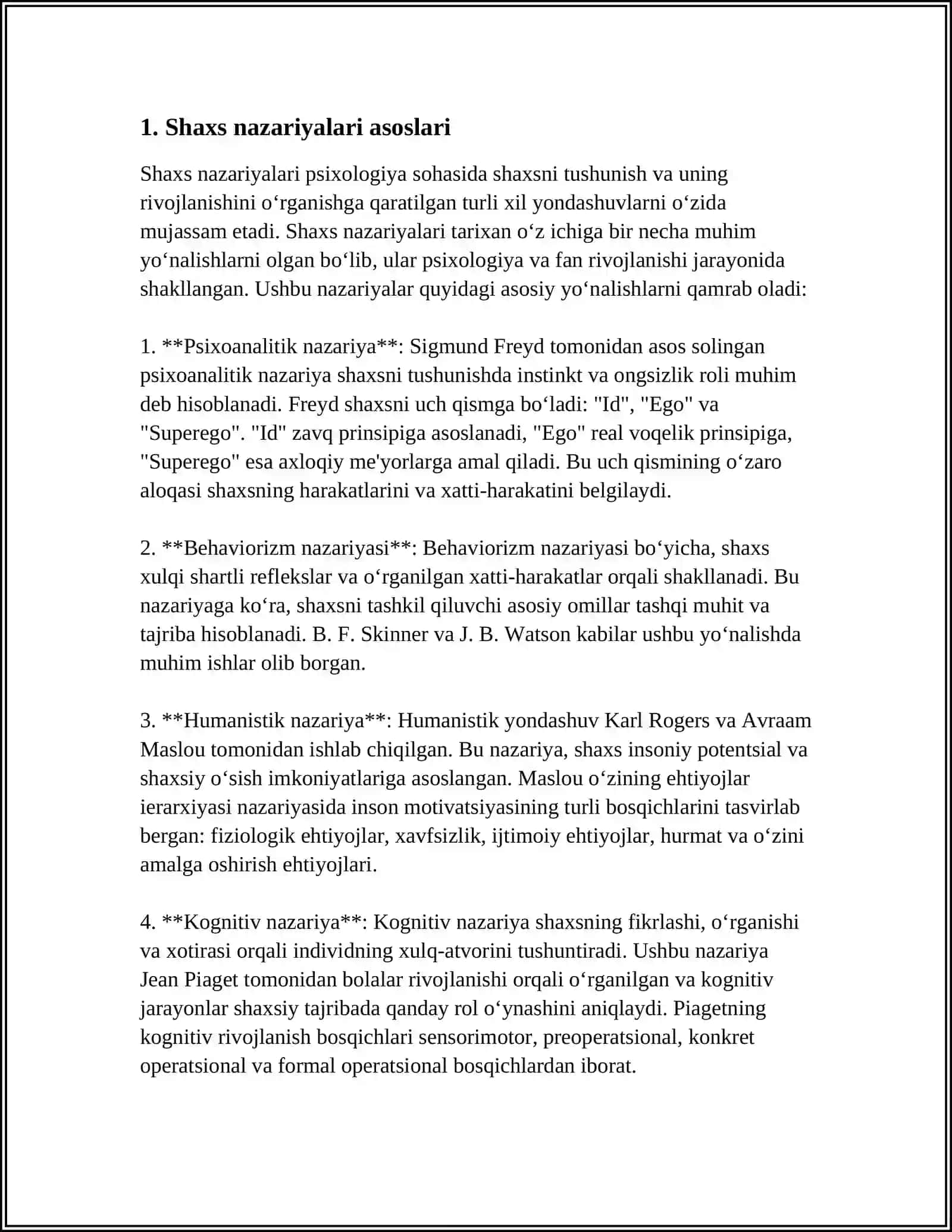 SHAXS NAZARIYALARI. ENDOPSIXIKA, EGZOPSIXIKA. DIQQATNING XUSUSIYATLARI 3