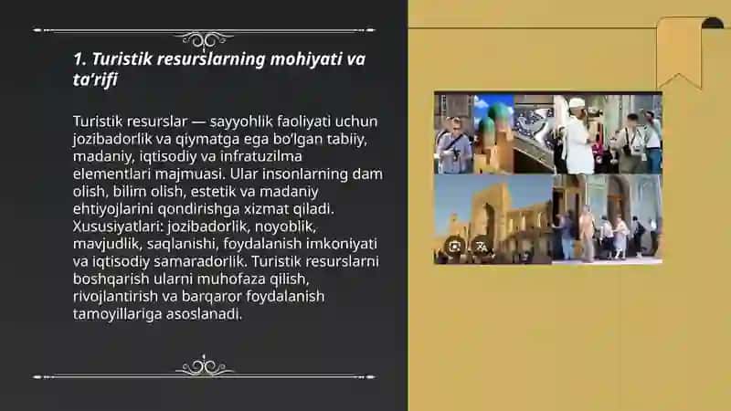 Turistik resurslarning mohiyati va tasnifi 3