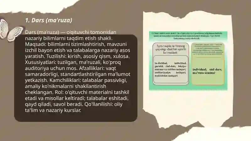 Ta'limni tashkil etishning asosiy va yordamchi shakklari 3