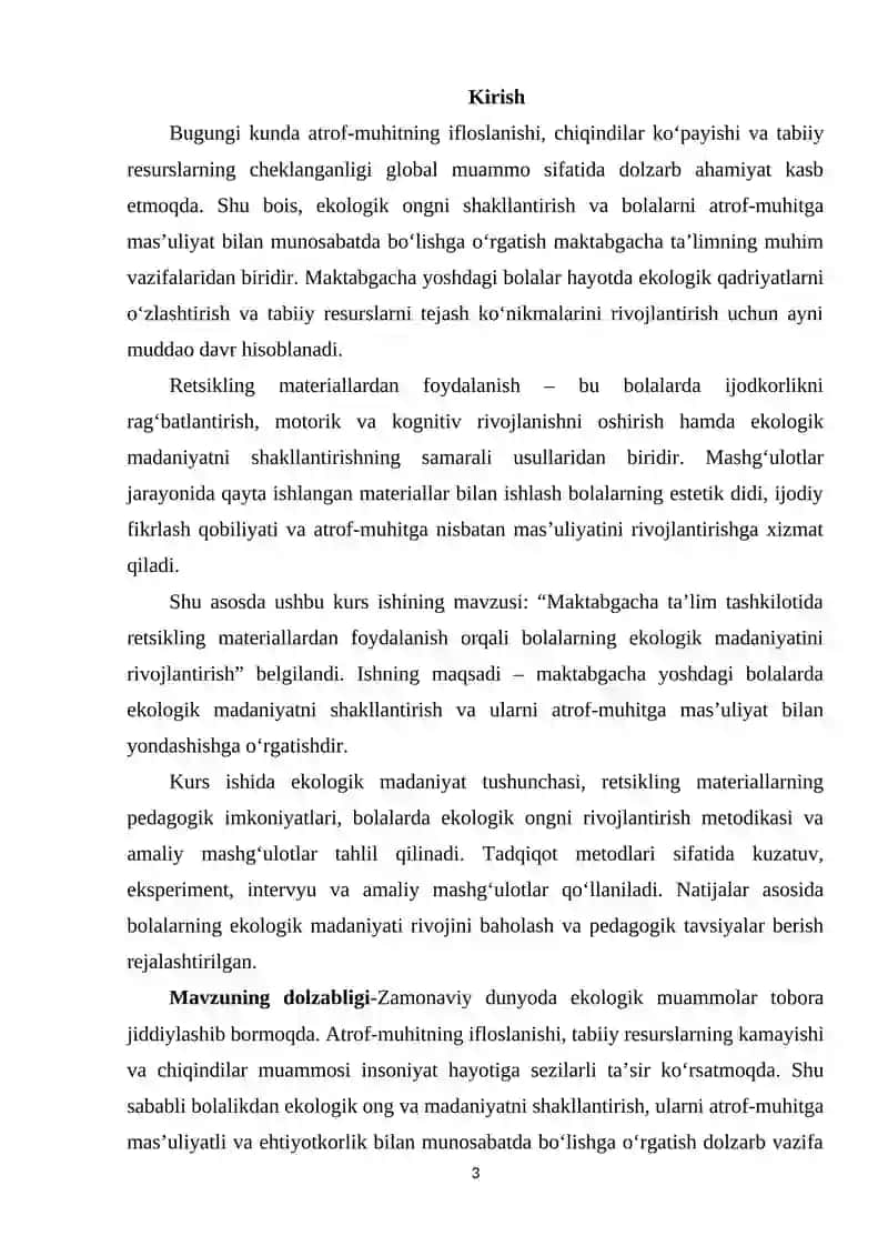 MAKTABGACHA TA’LIM TASHKILOTIDA RETSIKLING MATERIALLARDAN FOYDALANISH ORQALI BOLALARNING EKOLOGIK MADANIYATINI RIVOJLANTIRISH.docx 3