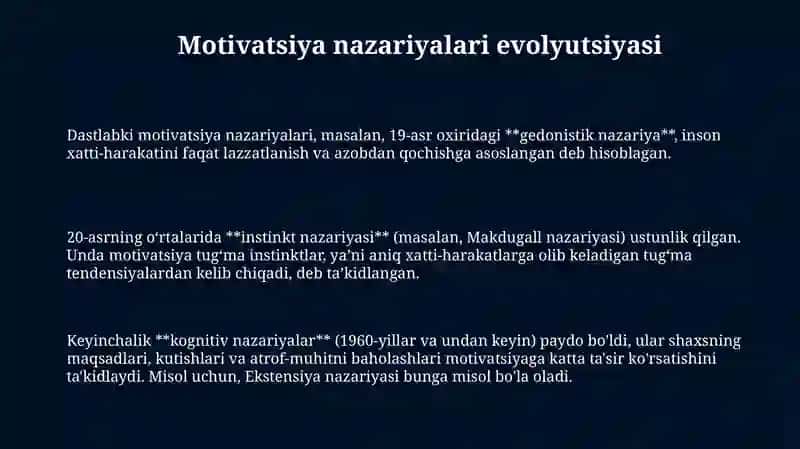 Xorij psixalogiyasida motiv va motivatsiya muammosi 3