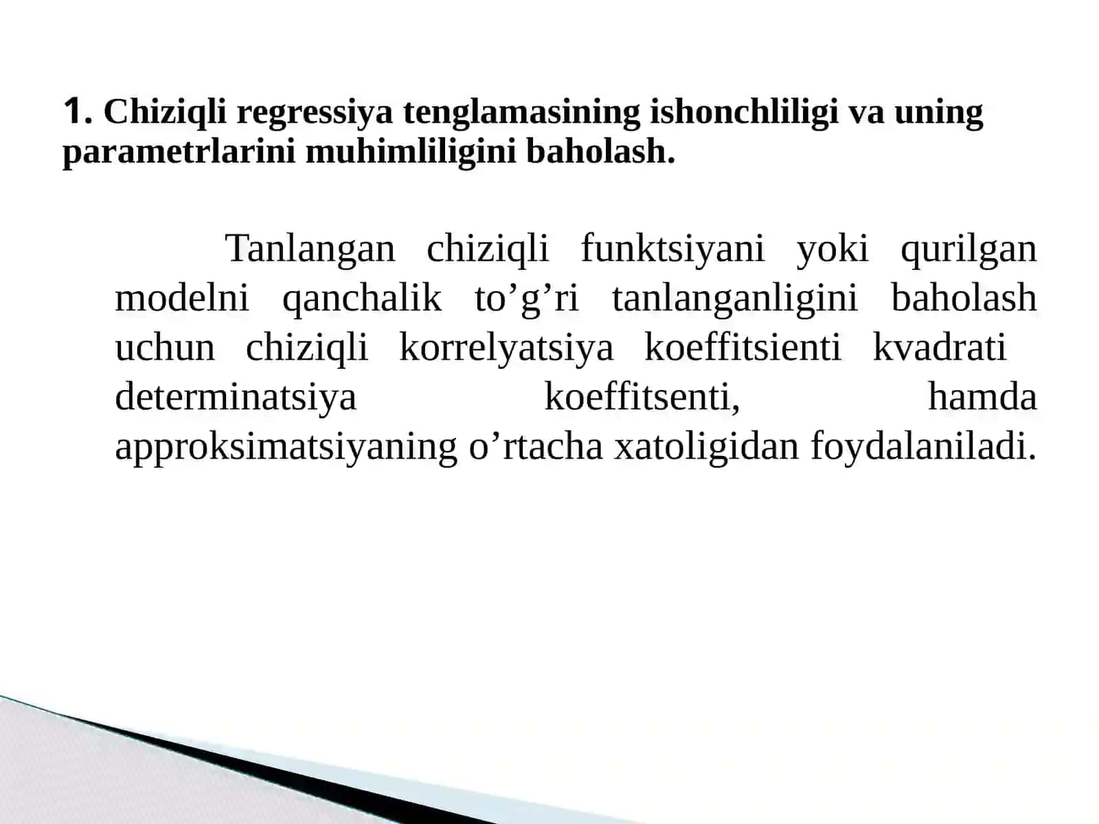 Ekonometrik modellarni baholash 3