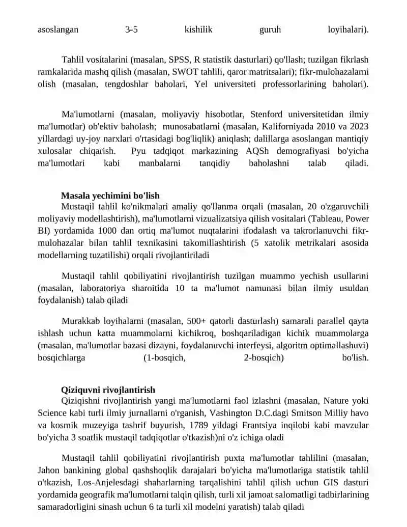 Mustaqil tahlil qilish koʻnikmalarini egallash 3