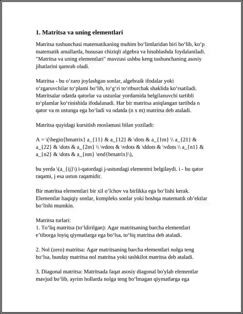 MATRITSA VA ULAR USTIDA AMALLAR 3