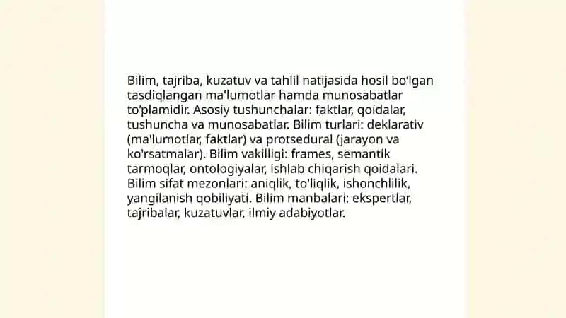 Bilim, bilim ombori va ekspert tizimlari 3