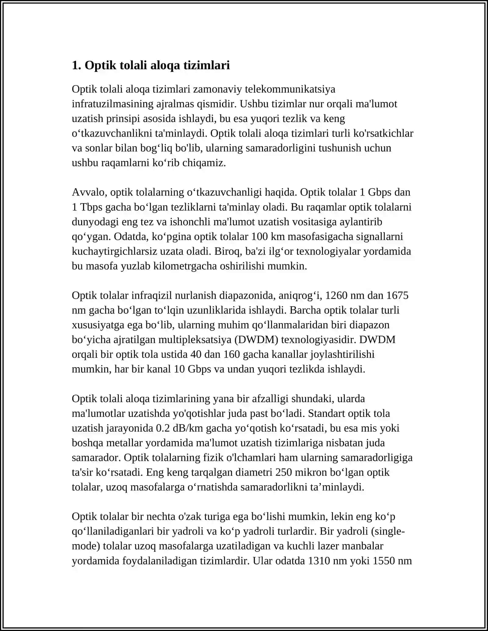 Optik tolali aloqa tizimlari 3