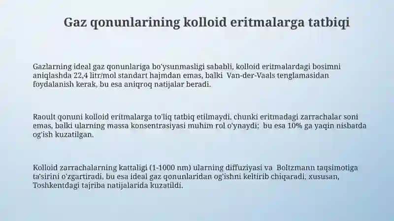 Gaz qonunlarining kolloid eritmalarga tatbiqi 3