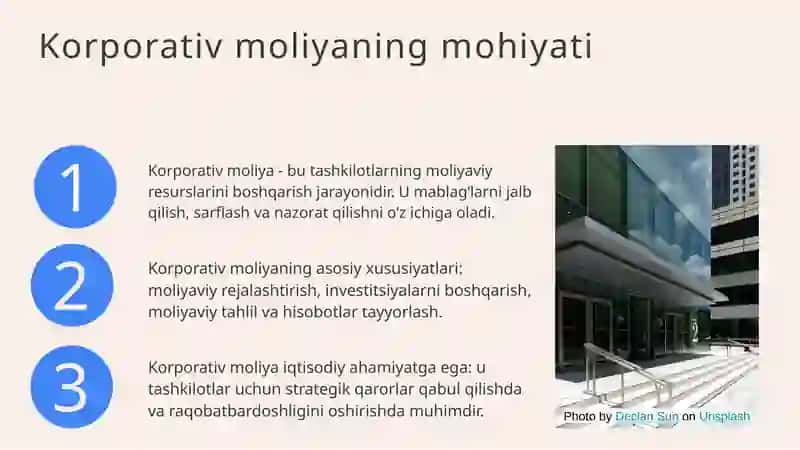 Korporativ moliya 3
