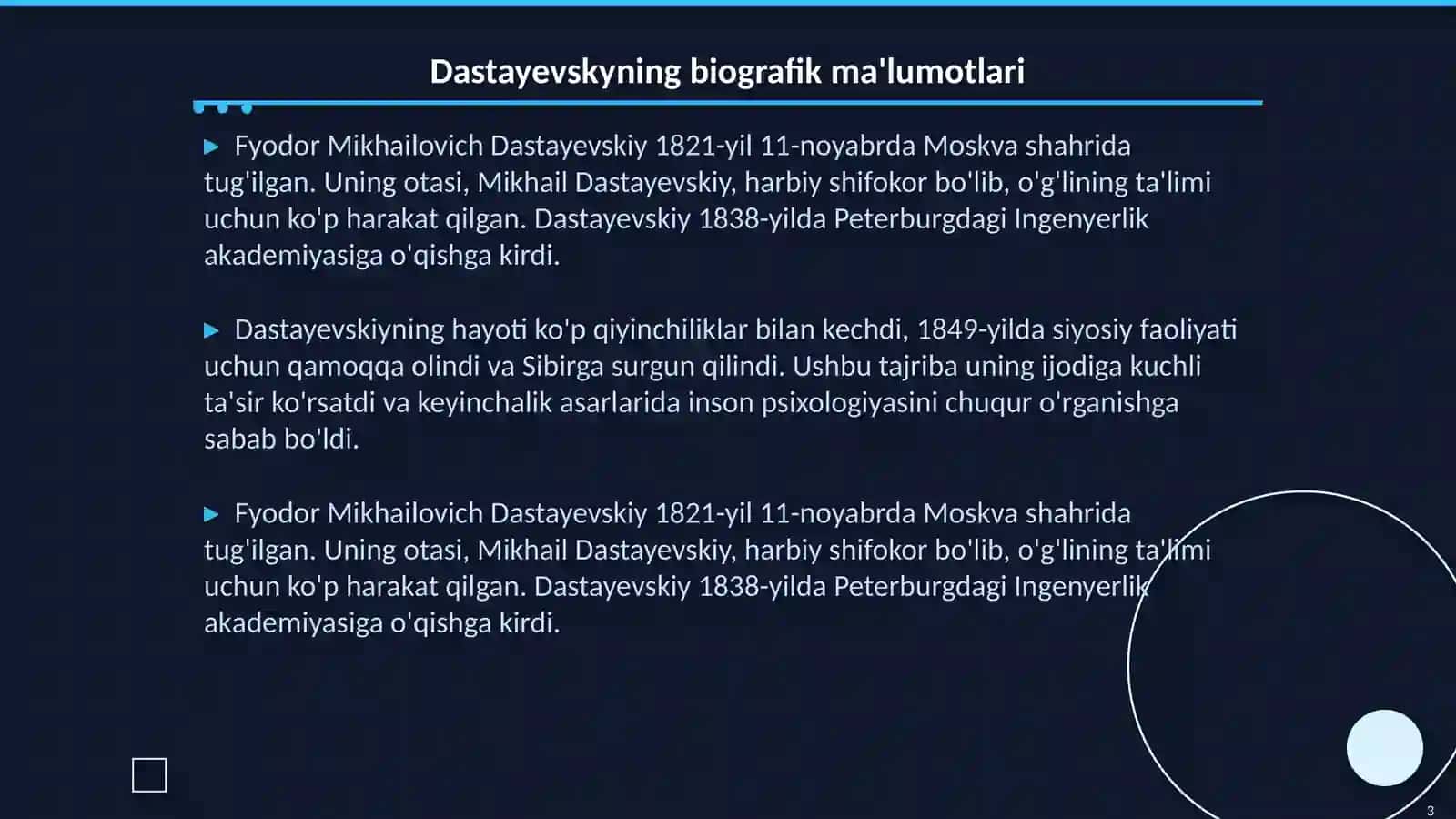 Dastayevskyning hayoti va ijodi 3
